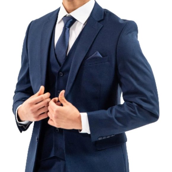 The Modern Groom Midnight Blue Full Suit: Jacket, Pants, Shirt, Vest & Tie